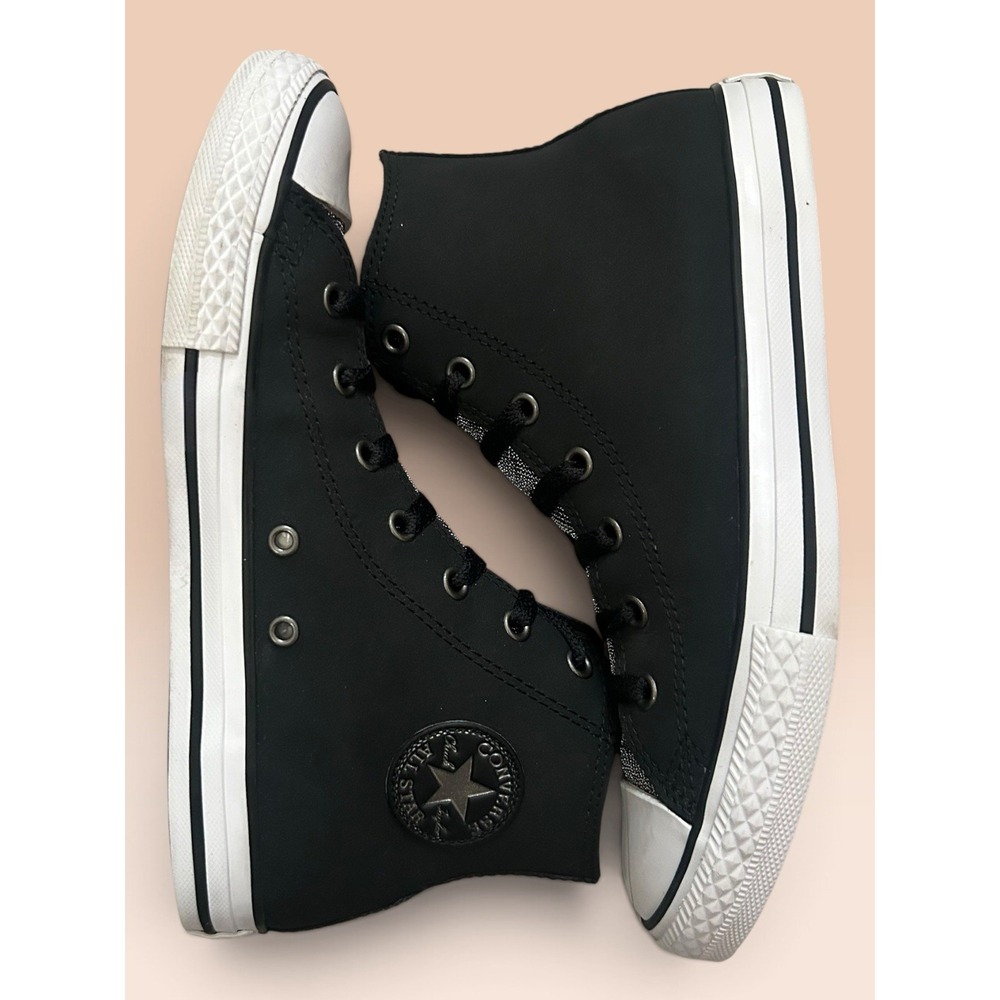Converse Chuck Taylor Graphite Glitter Leather High Top Sneakers Youth Size 5